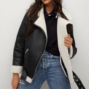 Lined black leather jacket